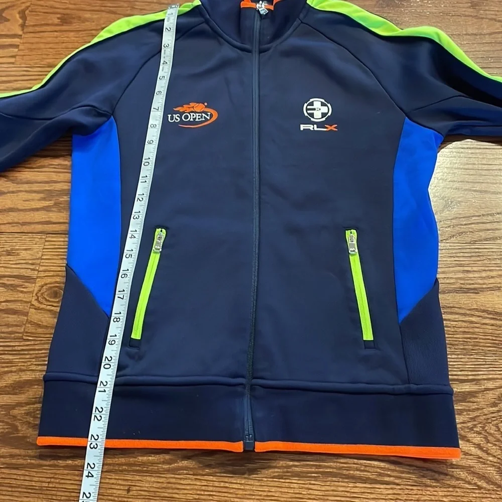 RALPH LAUREN X boys Med golf US OPEN zip up jersey jacket neon accents navy